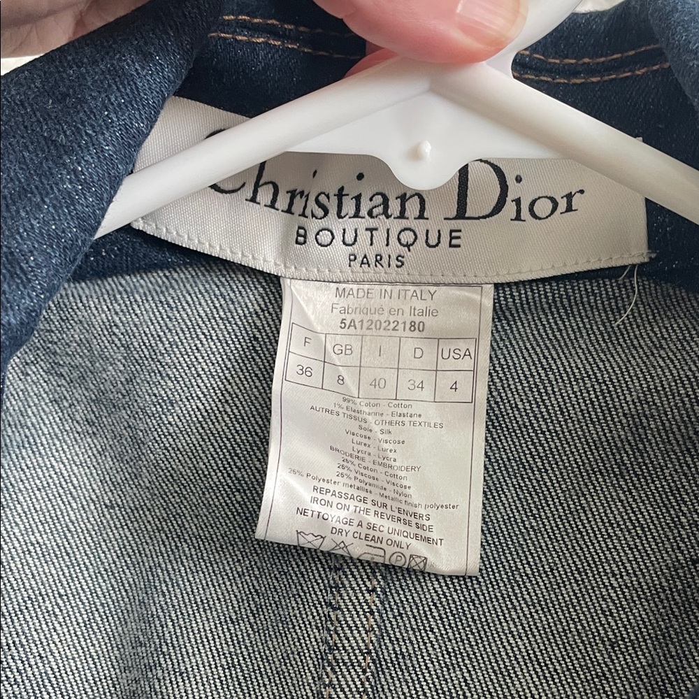 CHRISTIAN DIOR BOUTIQUE Embroidered Heart Pocket Denim Jacket - Picture 9 of 16